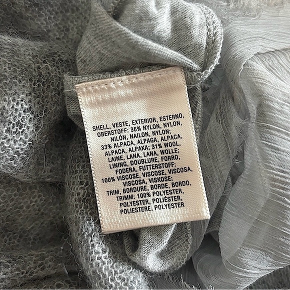 Anthropologie Knitted & Knotted Irina Tiered Alpaca Wool Knit Gray Sweater Large - Picture 10 of 10